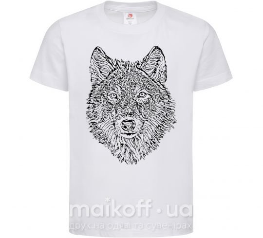 Детская футболка Wolf face curves Белый фото