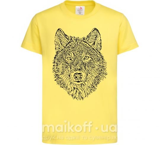 Дитяча футболка Wolf face curves Лимонний фото