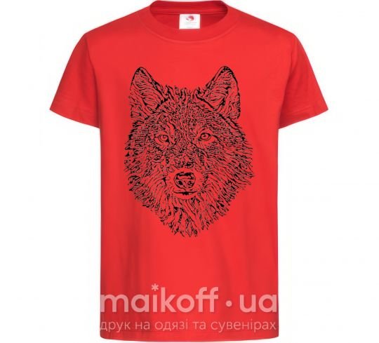 Детская футболка Wolf face curves Красный фото