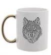 Чашка з кольоровою ручкою Wolf face curves Золото Чашка з кольоровою ручкою Wolf face curves Золото фото