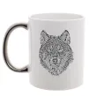 Чашка з кольоровою ручкою Wolf face curves Срібло Чашка з кольоровою ручкою Wolf face curves Срібло фото