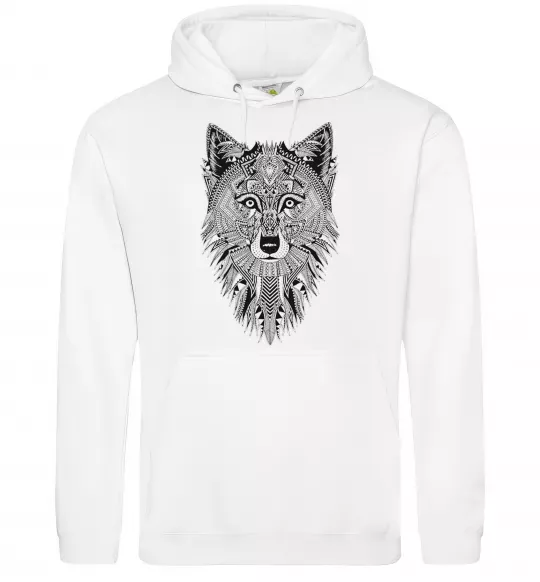 Мужская толстовка (худи) Wolf etnic Белый фото