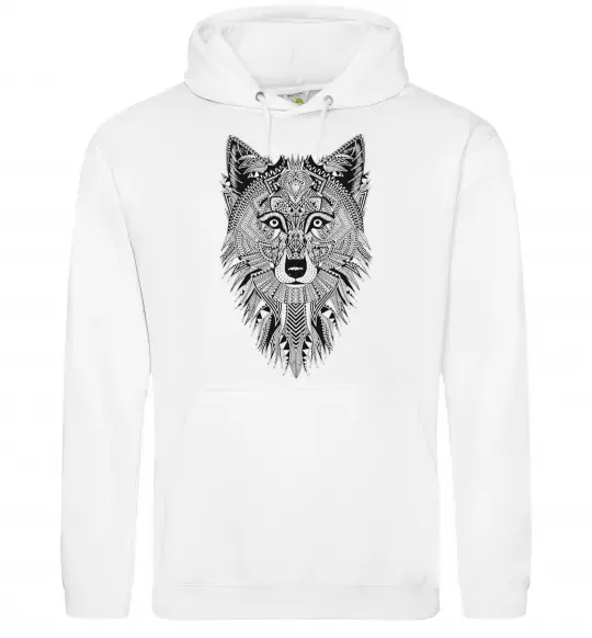 Женская толстовка (худи) Wolf etnic Белый фото