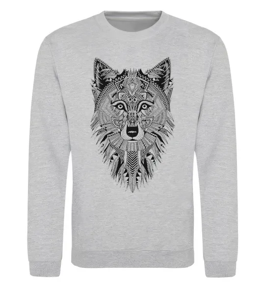 Свитшот Wolf etnic Серый меланж фото