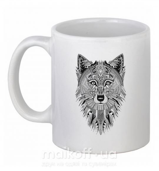 Чашка керамическая Wolf etnic Белый фото