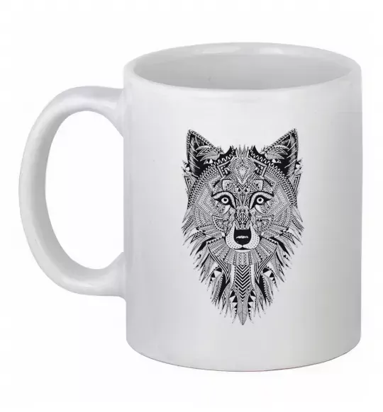 Чашка керамічна Wolf etnic Білий фото