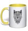 Чашка с цветной ручкой Wolf etnic Лимонный фото