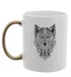 Чашка з кольоровою ручкою Wolf etnic Золото фото