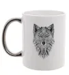 Чашка з кольоровою ручкою Wolf etnic Срібло фото