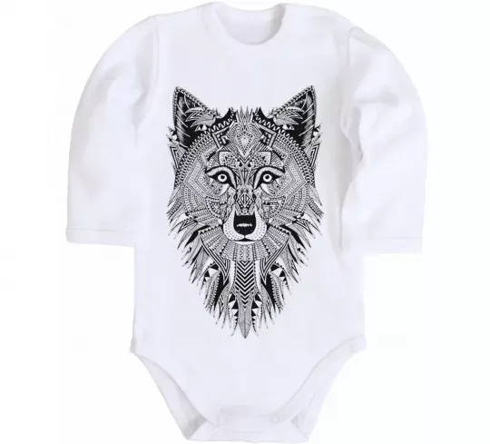 Детский боди Wolf etnic Белый фото