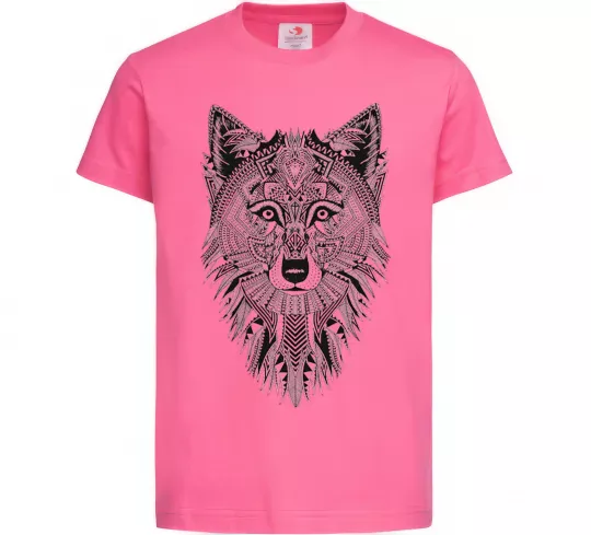 Дитяча футболка Wolf etnic Яскраво-рожевий фото