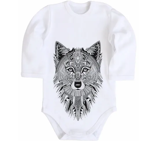 Дитячий бодік Wolf etnic Білий фото