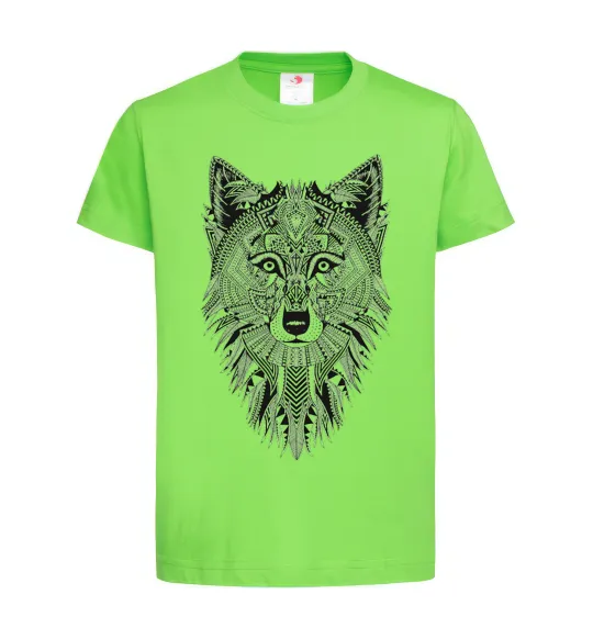 Детская футболка Wolf etnic Лаймовый фото