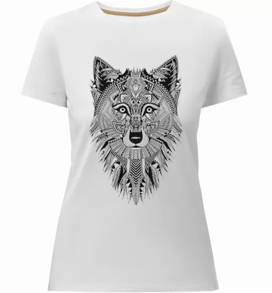 Жіноча преміум футболка Wolf etnic Білий фото