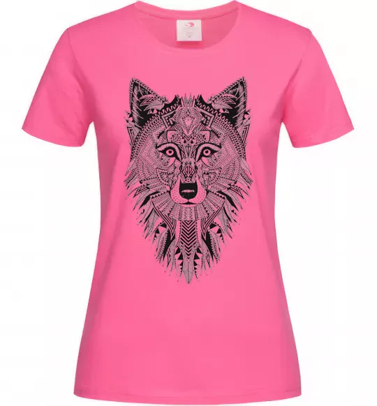 Женская футболка Wolf etnic Ярко-розовый фото
