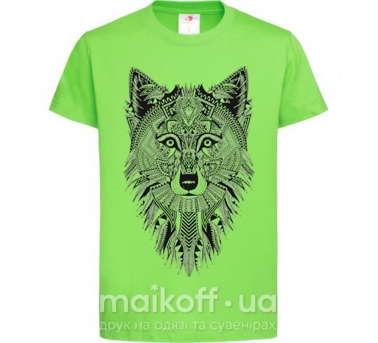 Детская футболка Wolf etnic Лаймовый фото