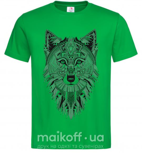 Мужская футболка Wolf etnic Зеленый фото