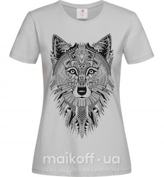 Женская футболка Wolf etnic Серый фото