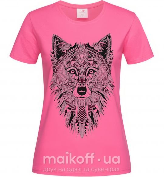 Женская футболка Wolf etnic Ярко-розовый фото