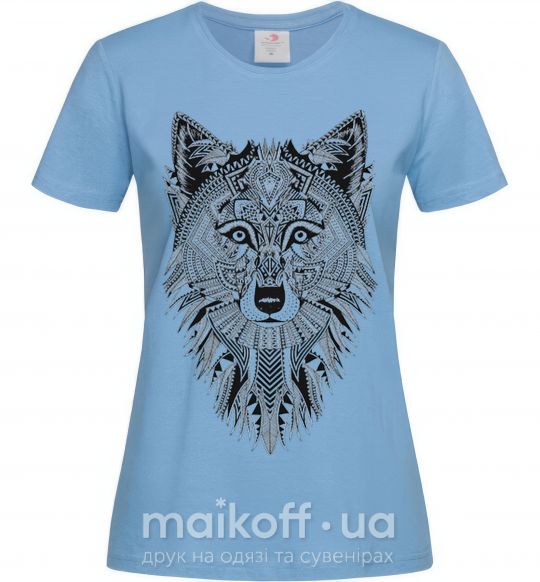 Жіноча футболка Wolf etnic Блакитний фото