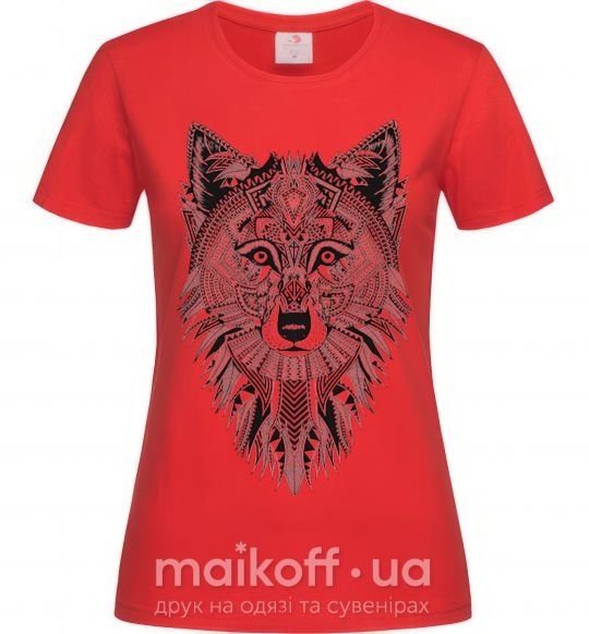 Жіноча футболка Wolf etnic Червоний фото