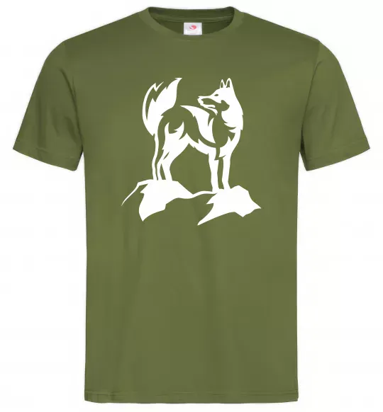 Мужская футболка Mountain wolf Оливковый фото