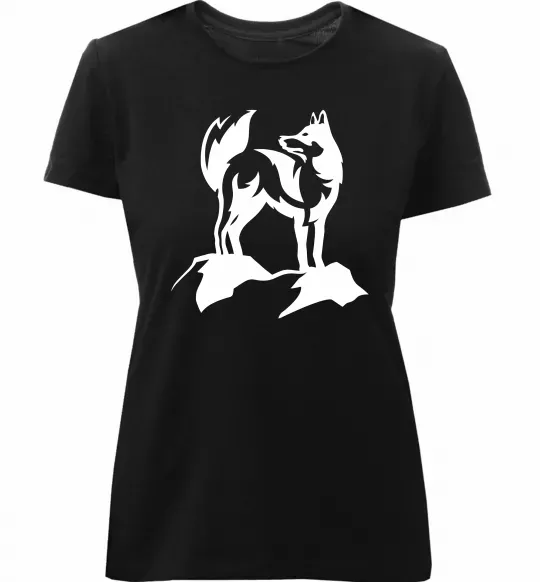 Жіноча преміум футболка Mountain wolf Чорний фото