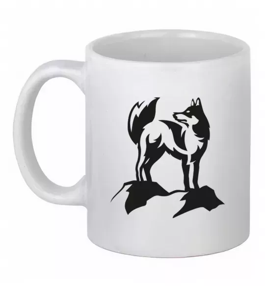 Чашка керамическая Mountain wolf Белый фото