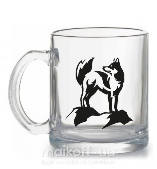 Чашка стеклянная Mountain wolf Прозрачный фото