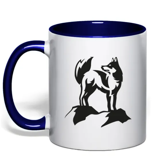 Чашка з кольоровою ручкою Mountain wolf Глибокий темно-синій фото