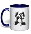 Чашка з кольоровою ручкою Mountain wolf Глибокий темно-синій фото