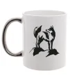Чашка з кольоровою ручкою Mountain wolf Срібло фото