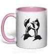 Чашка с цветной ручкой Mountain wolf Нежно розовый фото