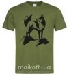 Мужская футболка Mountain wolf Оливковый фото