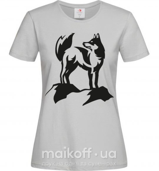 Женская футболка Mountain wolf Серый фото