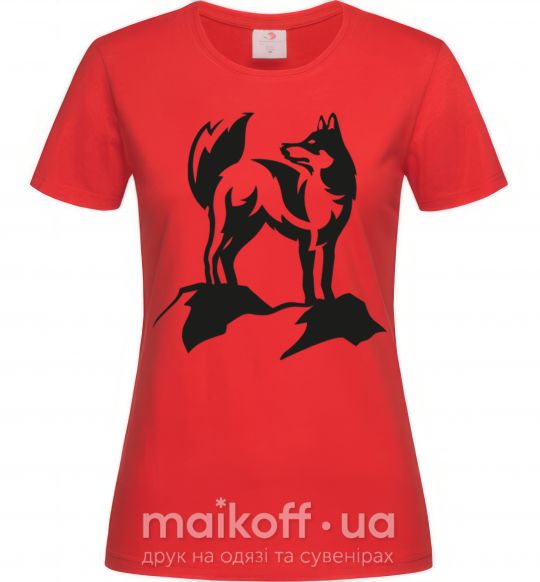Женская футболка Mountain wolf Красный фото