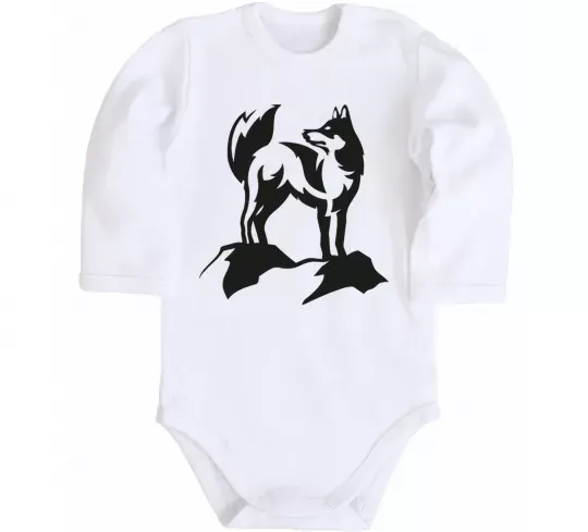 Детский боди Mountain wolf Белый фото