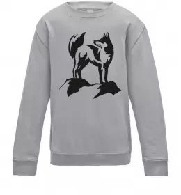 Детский Свитшот Mountain wolf Серый меланж фото