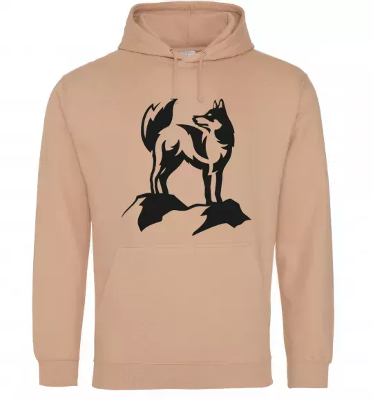 Мужская толстовка (худи) Mountain wolf Песочный фото