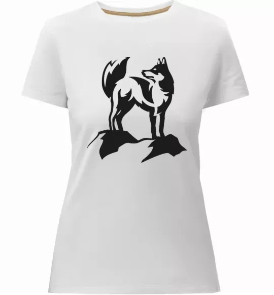 Жіноча преміум футболка Mountain wolf Білий фото