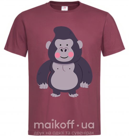 Мужская футболка Добрая горилла Бордовый фото