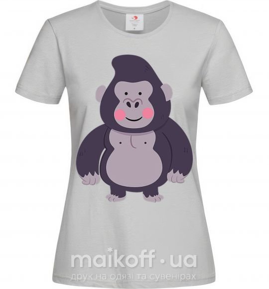 Женская футболка Добрая горилла Серый фото