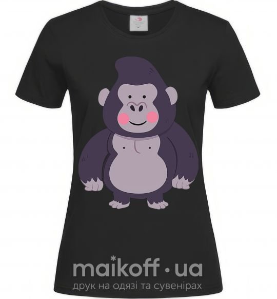 Женская футболка Добрая горилла Черный фото