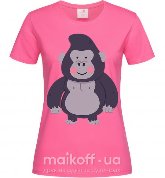 Женская футболка Добрая горилла Ярко-розовый фото