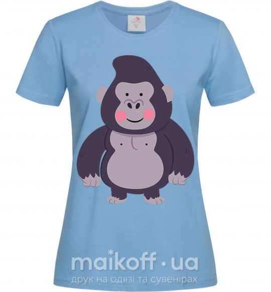 Женская футболка Добрая горилла Голубой фото