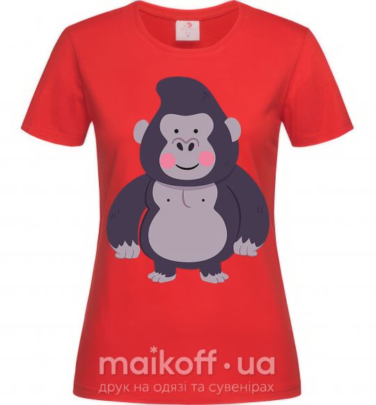 Женская футболка Добрая горилла Красный фото