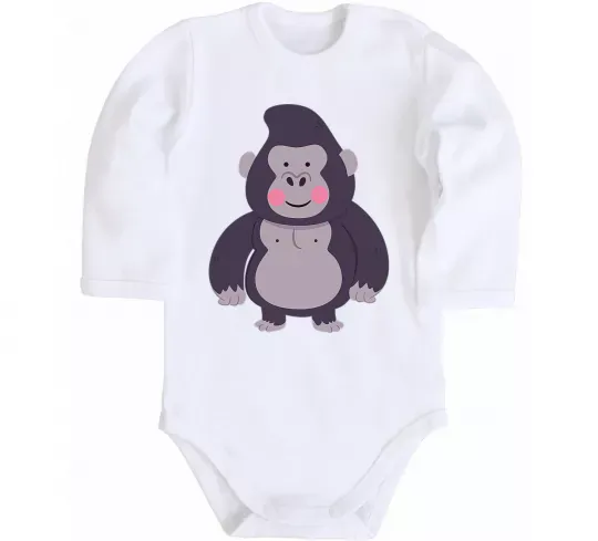 Дитячий бодік Добра горила Білий фото