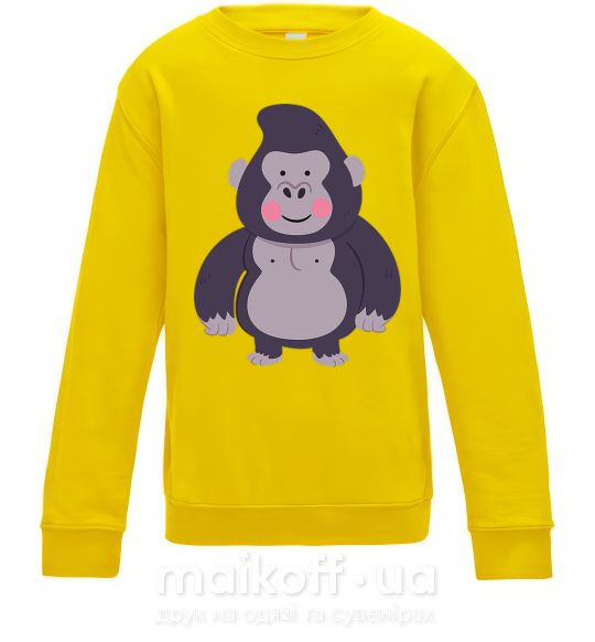 Детский Свитшот Добрая горилла Солнечно желтый фото