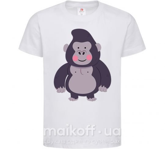 Детская футболка Добрая горилла Белый фото