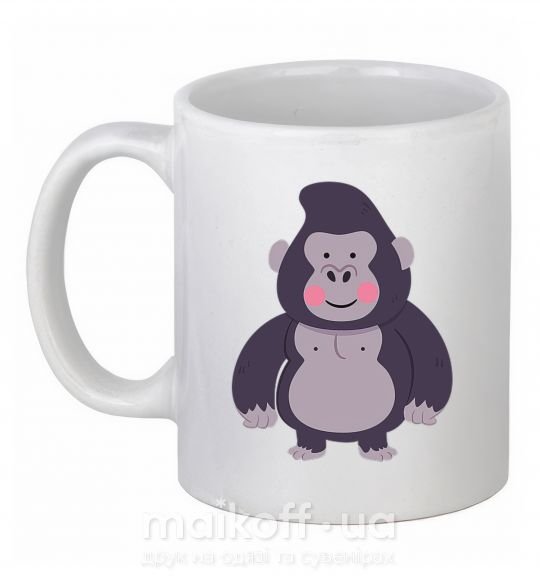 Чашка керамическая Добрая горилла Белый фото